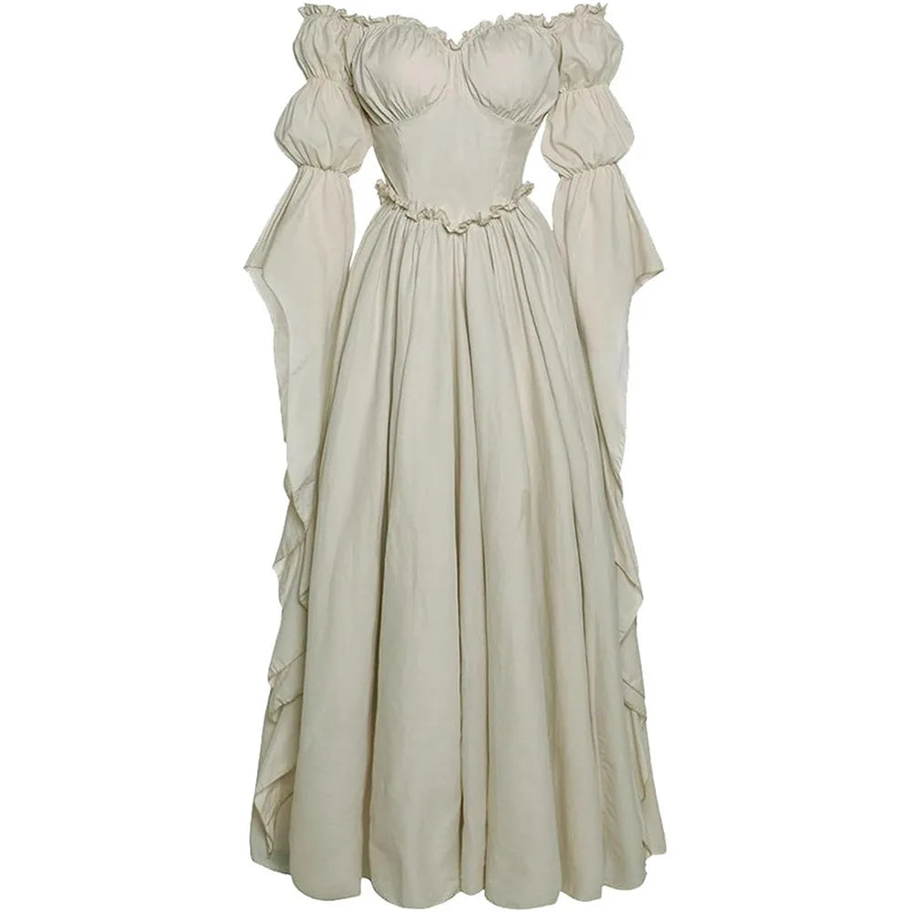 Medieval Gothic Ruffle Dress Long