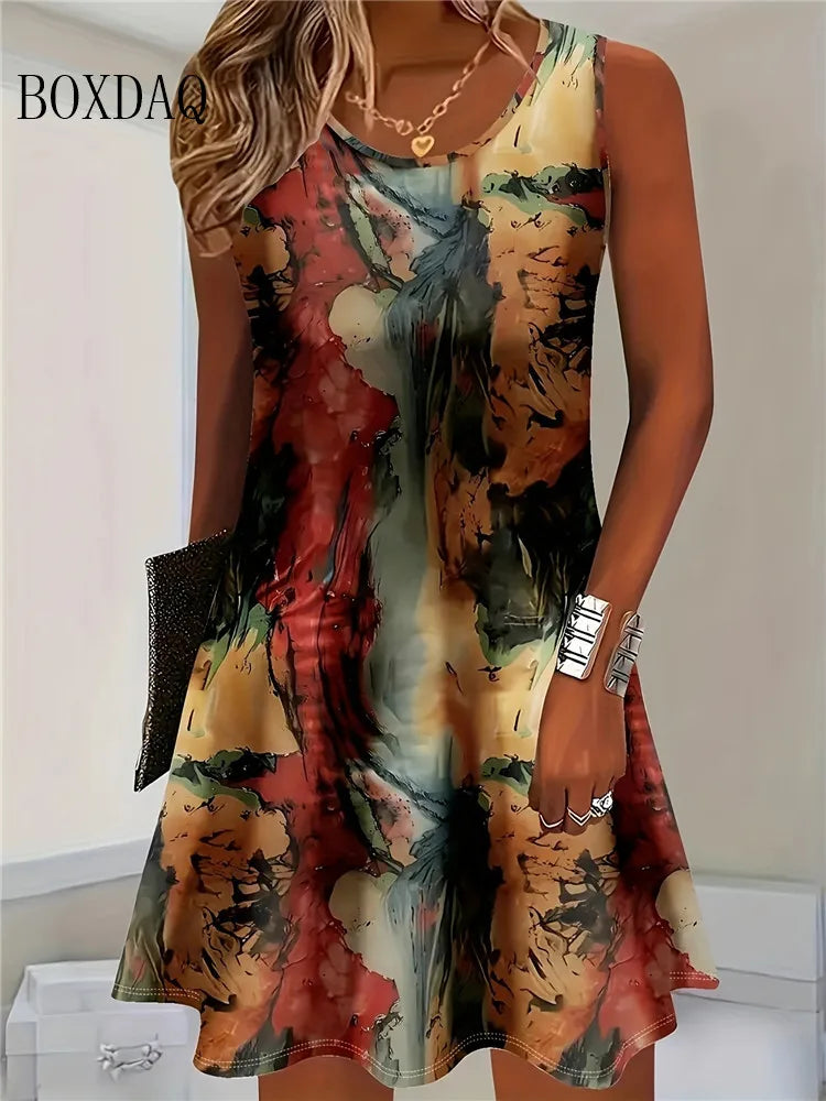 Sleeveless Bohemian Dress Vest Flowers