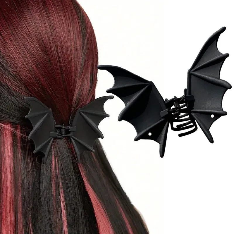 Gothic Bat Hair Clip Matte Black