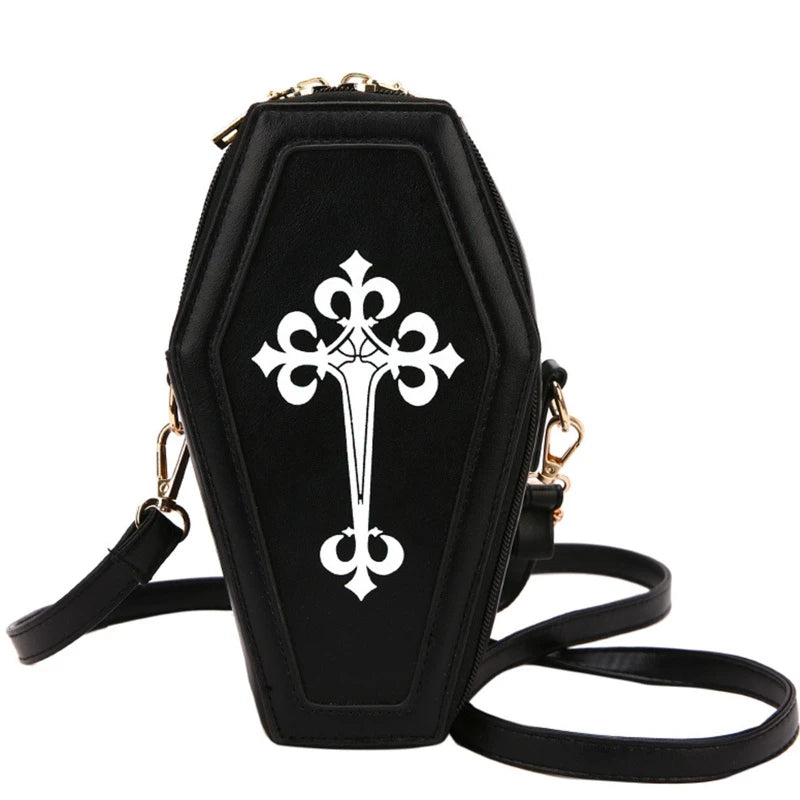 Gothic Coffin Cross Crossbody Bag