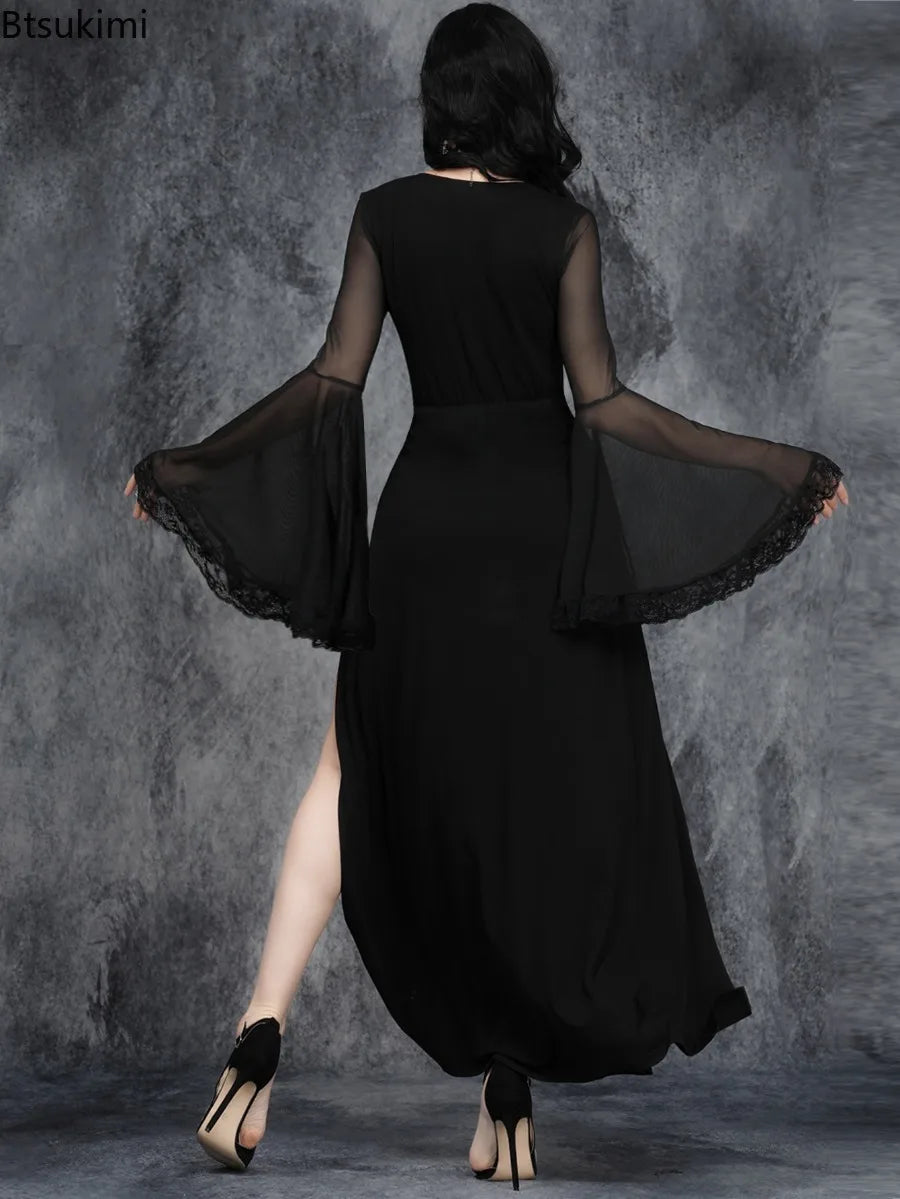 Gothic Lace Flare Sleeve Dress