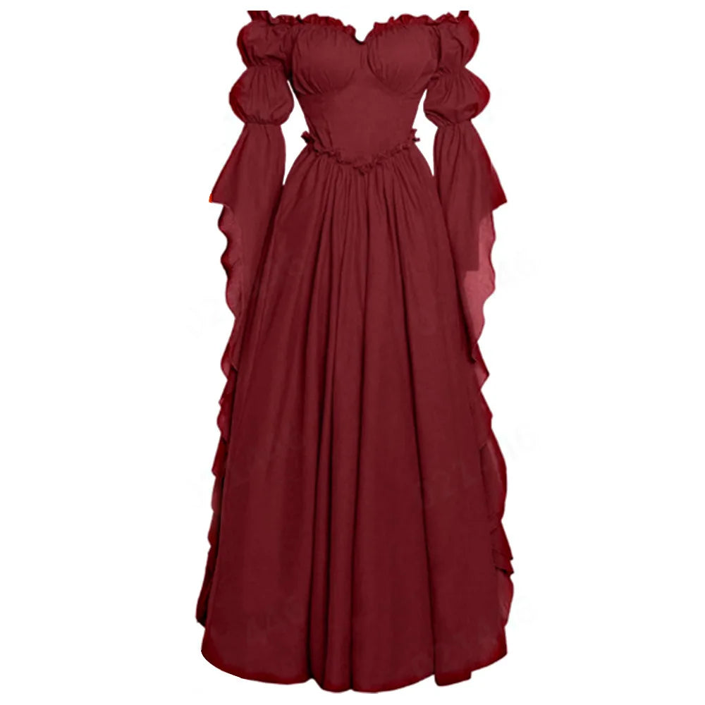 Medieval Gothic Ruffle Dress Long