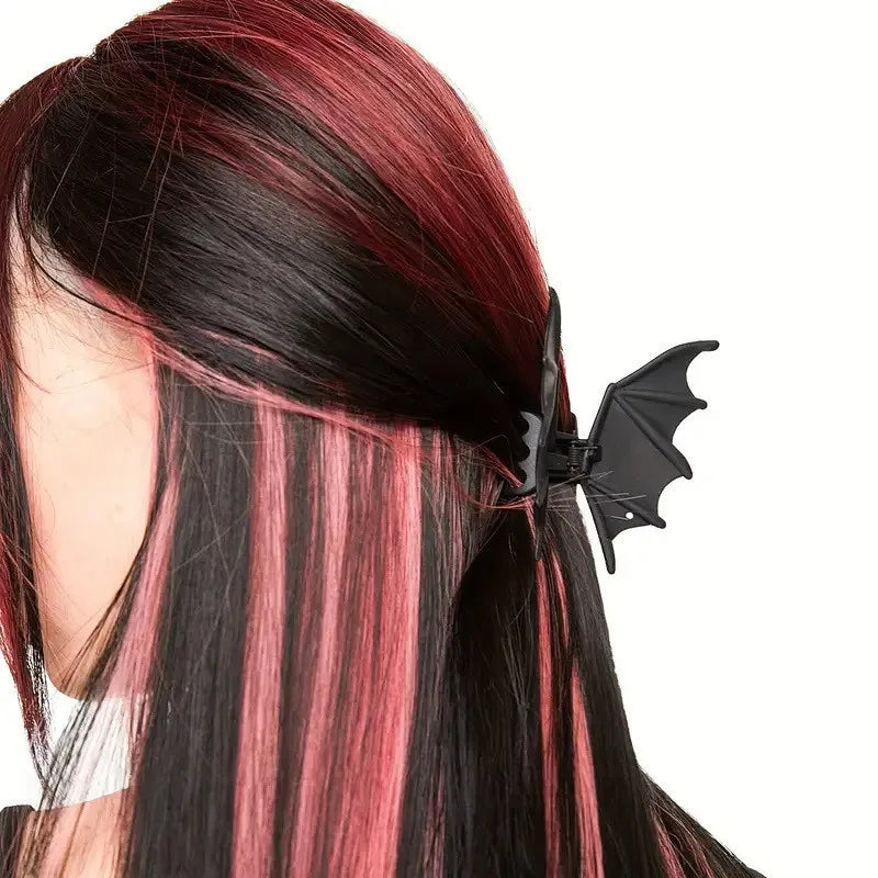 Gothic Bat Hair Clip Matte Black